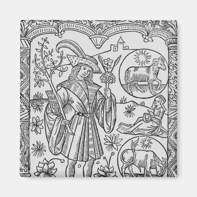 Imã April, flores, Aries (Frente)