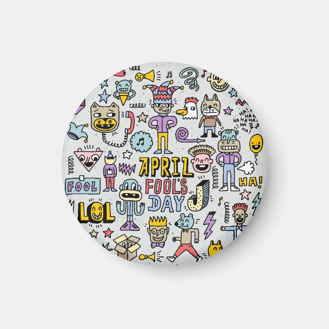 Imã April Fools: Conjunto Colorido de Dótulos. (Frente)