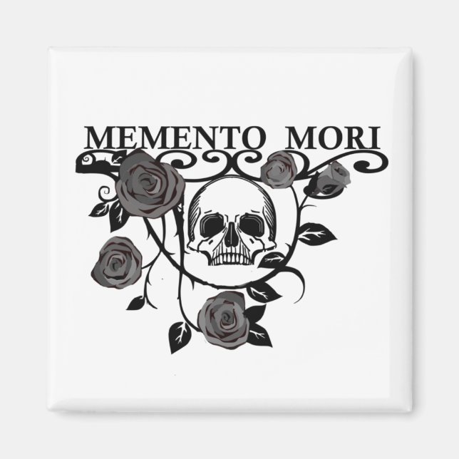 Imã Aproveite o Dia - Rosas Pretas - Caveira Memento M (Frente)