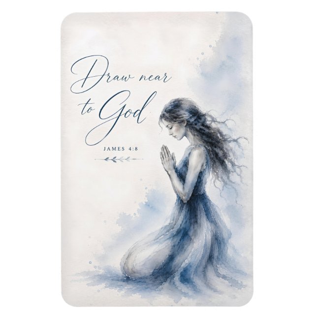 Ímã Aproxime-se de Deus Tiago 4:8 Aquarela Cristã (Vertical)