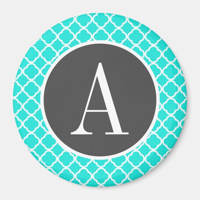 Imã Aqua Color Turquoise Quatrefoil (Frente)