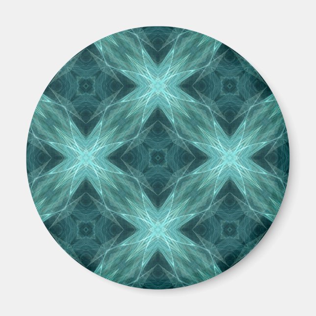 Imã Aqua e caleidoscópio fractal teal versão 4 (Frente)