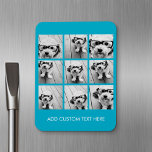 Ímã Aqua Instagram Photo Collage com 9 fotos quadradas<br><div class="desc">Use suas fotos sem armações para criar sua própria obra de arte! Adicione suas fotos e instantâneos favoritos a esta faixa para obter um dispositivo de memória divertido. Uma maneira artística de mostrar seus melhores fotos de compartilhamento de fotos.</div>