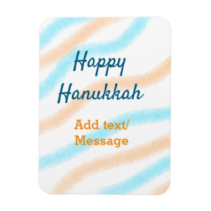 Ímã Aqua laranja feliz Hanukkah adiciona mensagem de t