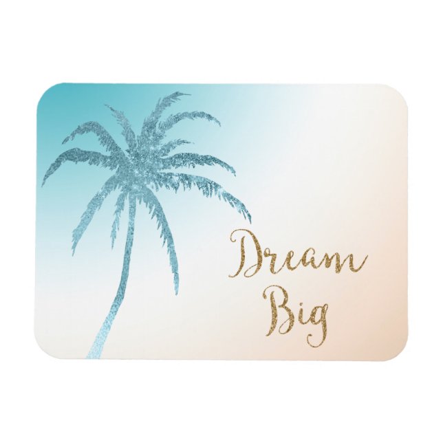Ímã Aqua Peach White Palm Tree Dourado Dream (Horizontal)