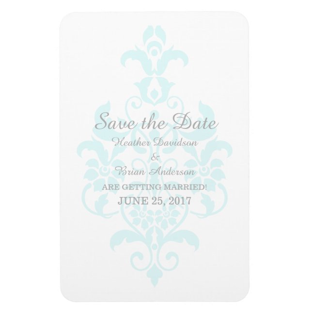 Ímã Aqua Sutil Damask Save the Date Flexi Magnet (Vertical)