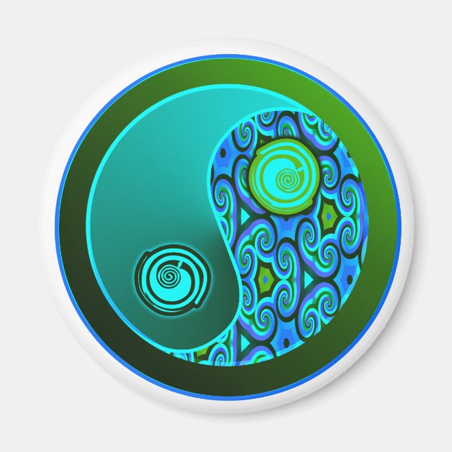 Imã Aqua Swirls Yin Yang (Frente)