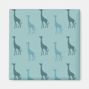 Imã Aqua Teal Blue Animal Girafas