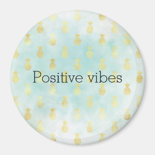 Imã Aqua White Dourada Glam Tropical Pineanases