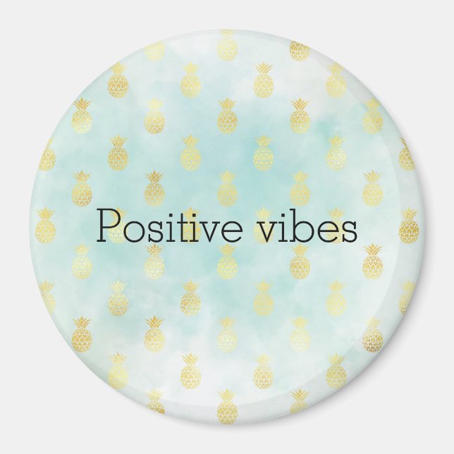 Imã Aqua White Dourada Glam Tropical Pineanases (Frente)