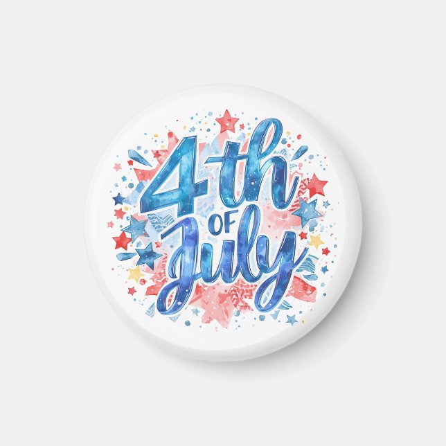 Imã Aquarela 4 de Julho Patriótica (Frente)