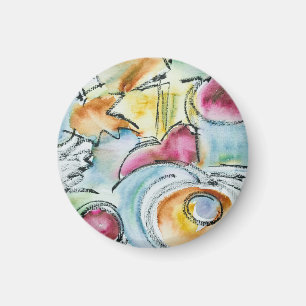 Imã Aquarela Abstrata Pintada à Mão de Inverno