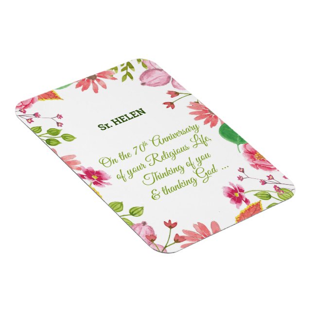 Ímã Aquarela de Flores do 70º Aniversário Religioso de (Lado Direito)