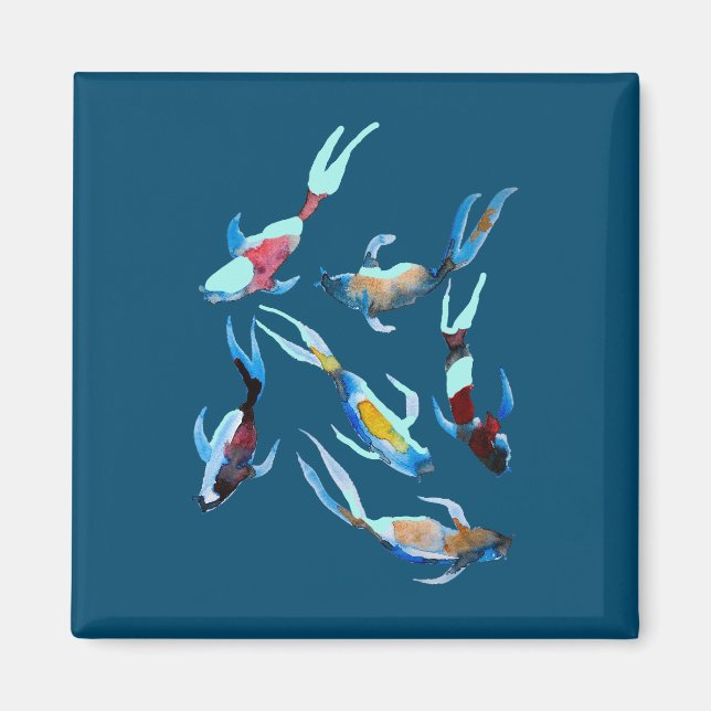 Imã Aquarela de Peixe Koi (Frente)