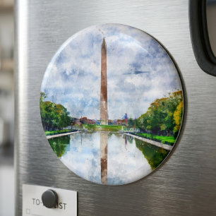 Imã Aquarela do Monumento a Washington com Reflexo