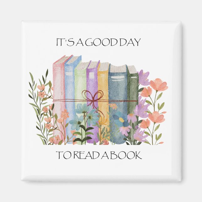 Imã Aquarela "É um bom dia ler um livro" (Frente)