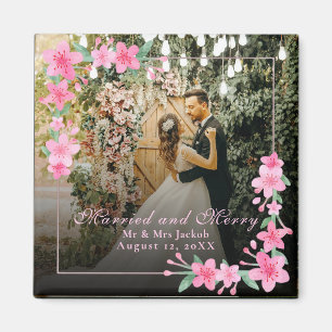 Imã Aquarela Elegante 1 Foto Natal Rosa Chapado 