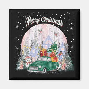 Imã Aquarela Feliz Natal, Carro De Presentes