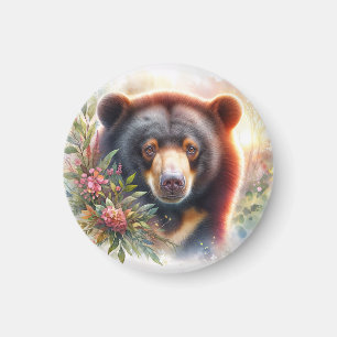 Imã Aquarela Floral de Urso do Sol