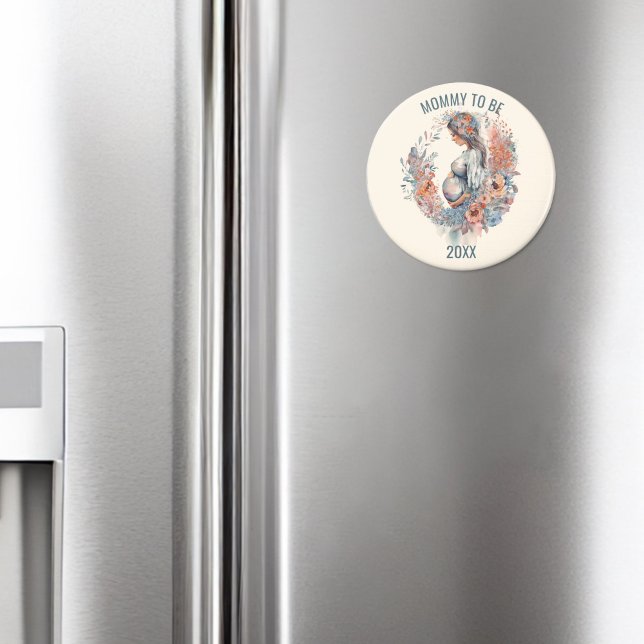 Imã Aquarela Floral Esperando-Se Que As Mamães Sejam (Criador carregado)