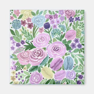 Imã Aquarela, flores e macarões