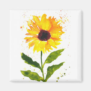 Imã Aquarela girassóis amarelos flores aquarela