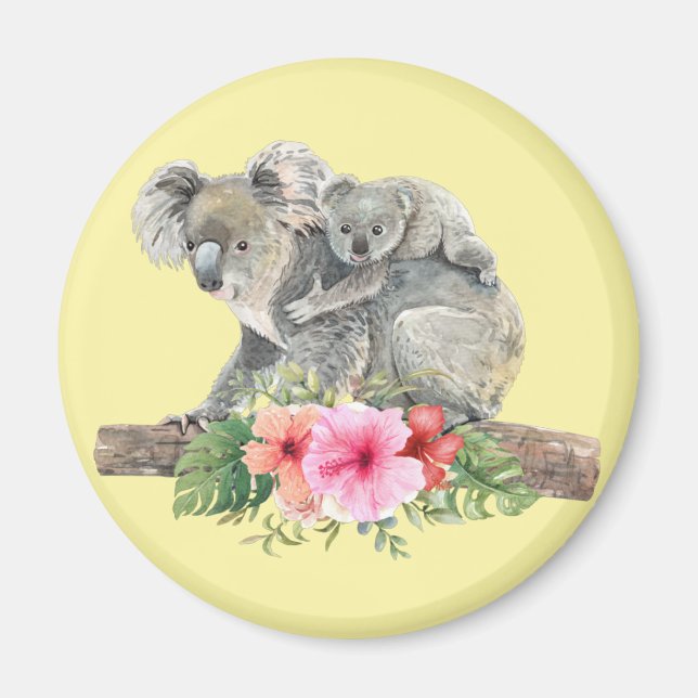 Imã Aquarela Koala Urte Linda Mãe e Bebê (Frente)