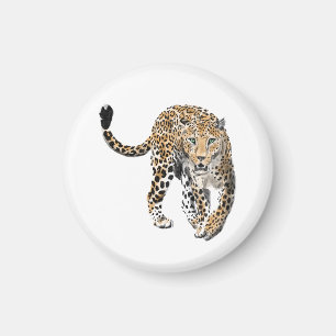 Imã aquarela leopardo gato da selva animal pintado ver