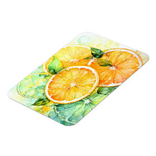 Ímã Aquarela Limão Laranja Lima Botânica Cozinha