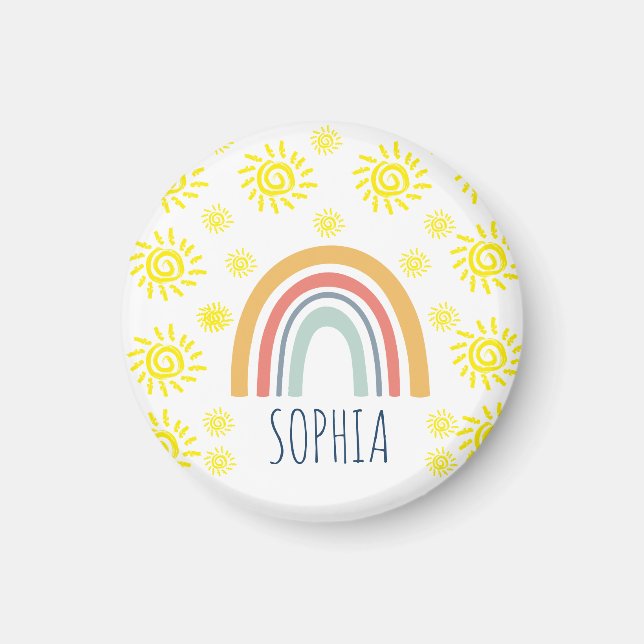 Imã Aquarela Personalizada Caprichosa Boho Arco-íris e (Frente)