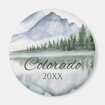 Aquarela Personalizada de Montanha e Lago com Árvo