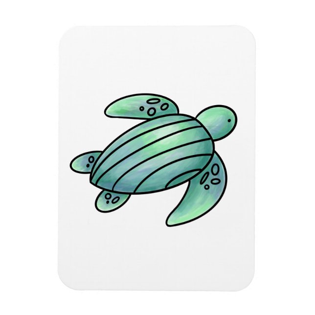 Ímã aquarela pintada de tartaruga-do-mar azul (Vertical)