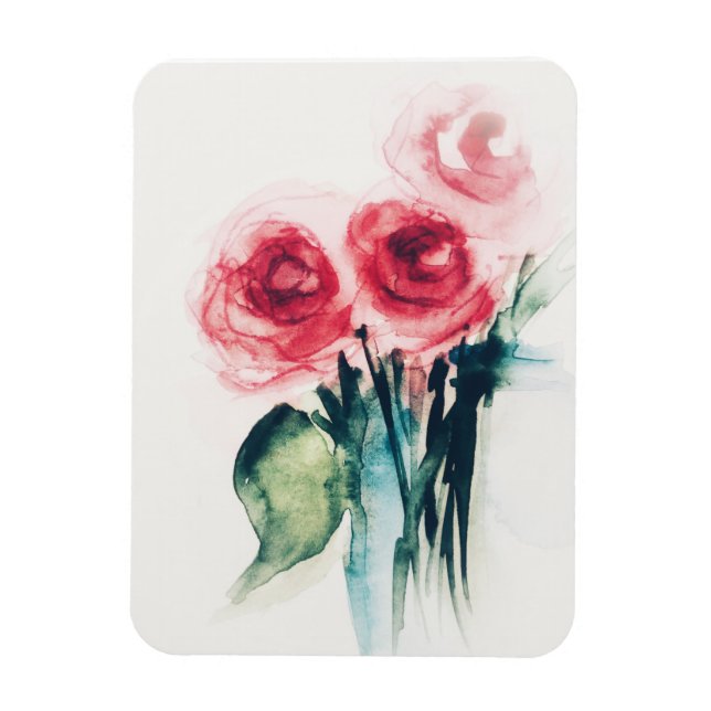 Ímã Aquarela Rosas Vermelhas (Vertical)