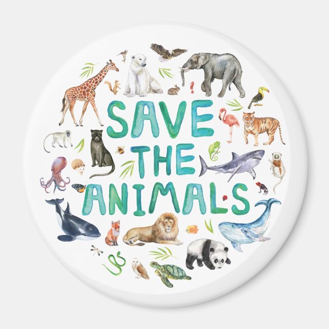 Imã Aquarela Salvar os Animais (Frente)