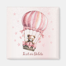 Aquarela Urso Teddy Rosa Balão de Ar Quente