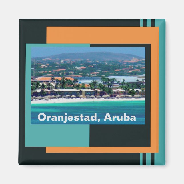 Imã Aquarelas de Oranjestad, Aruba (Frente)