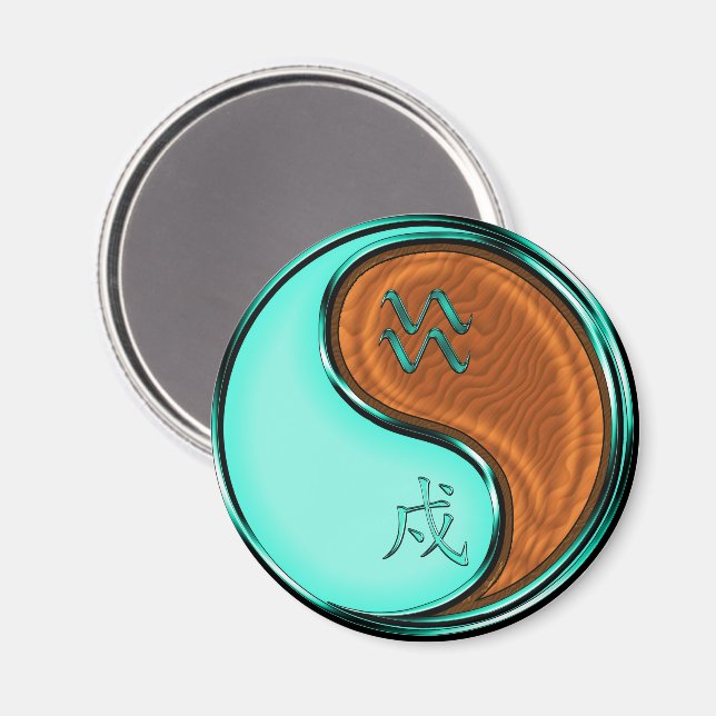 Imã Aquário & Cão de Madeira (Front/Back)