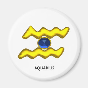 IMÃ AQUARIUS/JOIA DE ANIVERSÁRIO ZODÍACO DOURADO