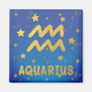 Imã Aquarius Zodiac Blue e Dourado Magnet