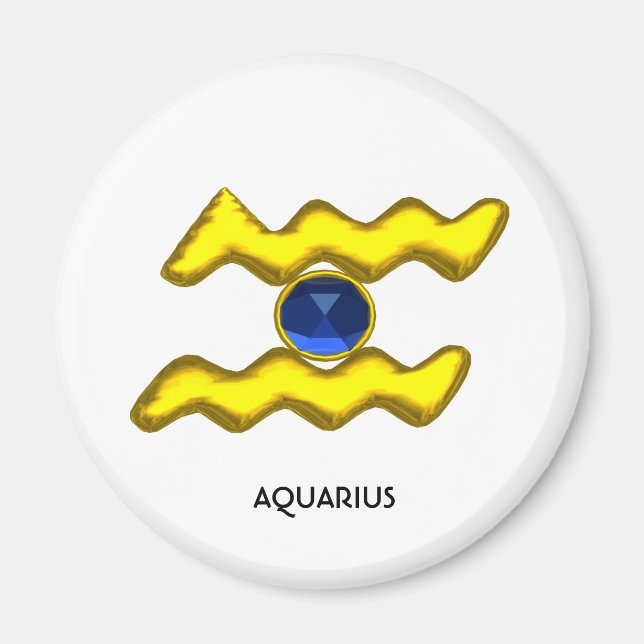 IMÃ AQUARIUS/ZODIAC JOIAS DE ANIVERSÁRIO DOURADO (Frente)