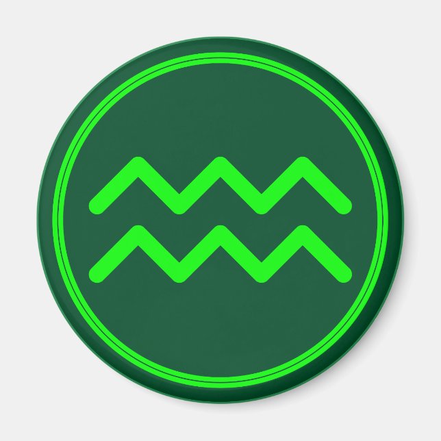 Imã Aquarius Zodiac Symbol Green Contrast (Frente)