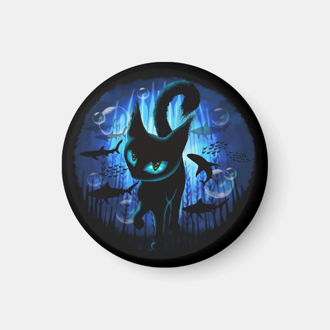 Imã Aquático - Gato Surreal na Fantasia do Oceano Prof (Frente)