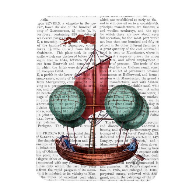 Ímã Ar quente com balão de ar quente com vela vermelha (Vertical)