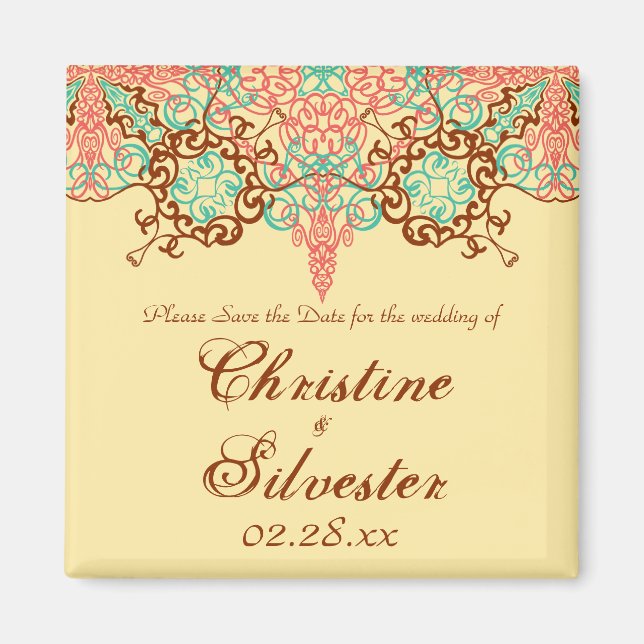 Imã Arábico Intriciado Apontado, salvar a data ao quad (Frente)