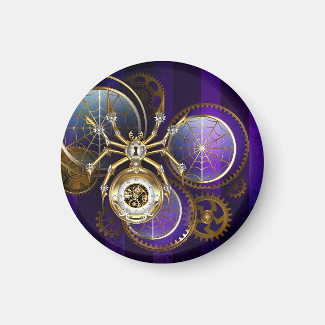Imã Aranha Steampunk no fundo roxo (Frente)