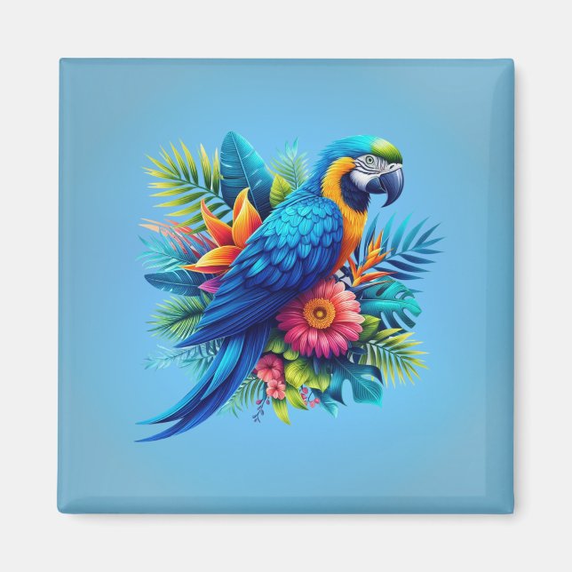 Imã Arara tropical azul-colorida (Frente)