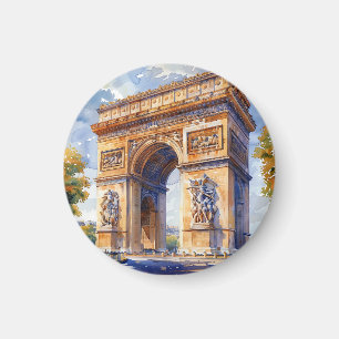 Imã Arc de Triomphe Watercolor Viagem Landmarks França