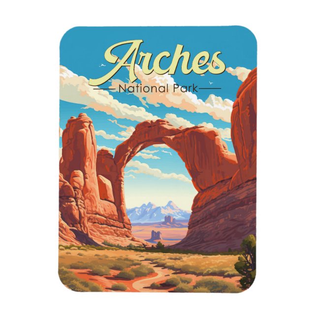 Ímã Arches National Park Illustration Retro (Vertical)