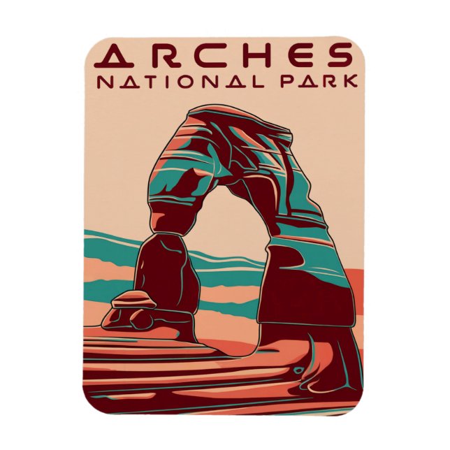 Ímã Arches National Park Retro Abstrato (Vertical)