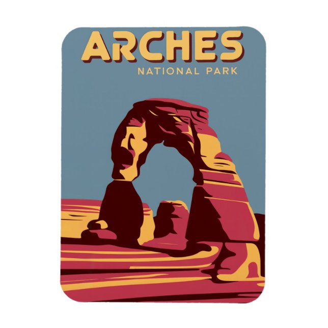 Ímã Arches National Park Retro Viagem Art (Vertical)